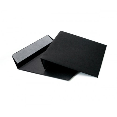 Чёрный конверт С65 (114х229), лента, цветная бумага 120 гр