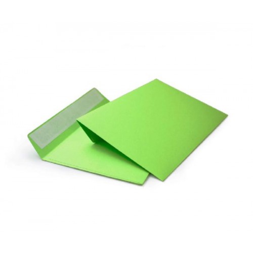 Зелёный конверт С6 (114x162), лента, цветная бумага 120 гр