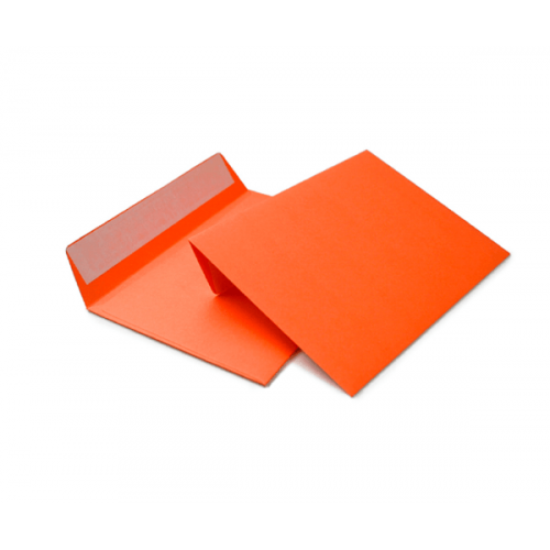Оранжевый конверт С65 (114х229), лента, цветная бумага 120 гр