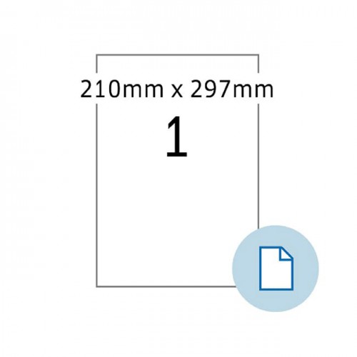 Белые этикетки 210х297, самоклеящиеся, 1 шт. на листе А4, упак. 100 л.